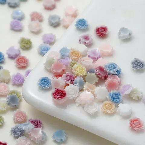 Fiori di Camelia e Rosa in Resina 3D Perline Flatback in Miniatura Per Gioielli Fai da Te Artigianato Decorazione Cassa Del Telefono Scrapbooking