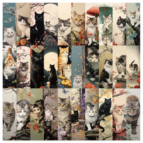 Japanese Style Cute Cat Paper Bookmarks Set Decorative Page Markers Aesthetic Reading Stationery For Book Lovers