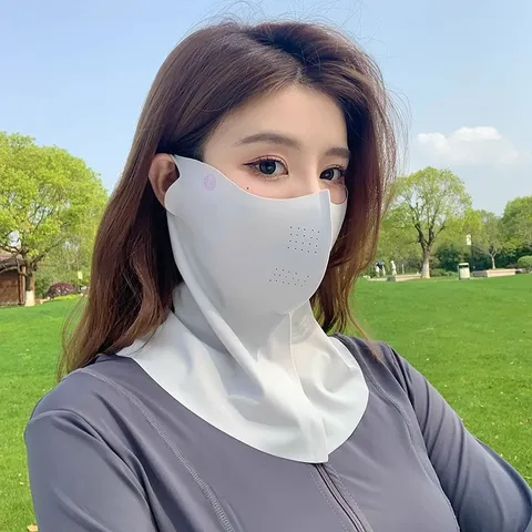 Damen UPF Sonnenschutz Gesichtsmaske Atmungsaktive Eisseide Anti UV Facekini Ganze Gesichts Nacken Abdeckung Outdoor Sommer