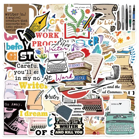 Waterproof Literary Writer Theme Decorative Stickers Waterproof Decals For Suitcase Laptop Phone Journal Diary