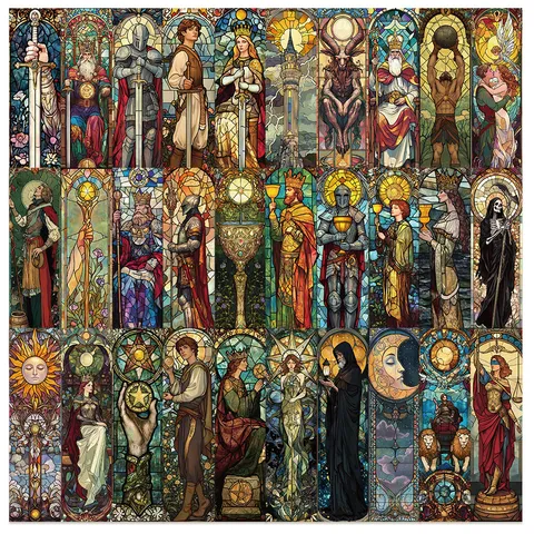 Colorful Stained Glass Tarot Card Bookmarks Student Stationery Reading Marking Cards Vintage Art Book Marker Gift