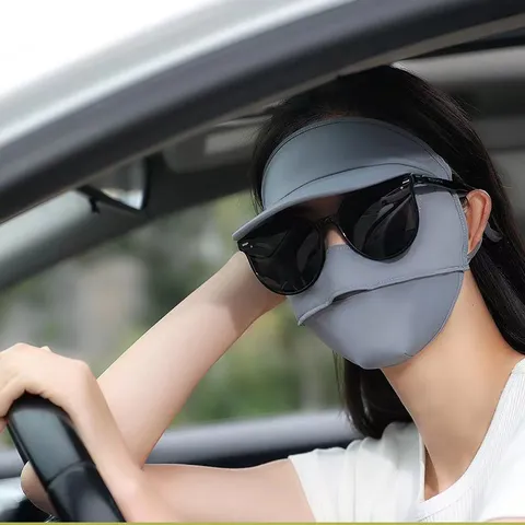 Women Full Face Sun Protection Mask Ice Silk UV Protection Face Shield Summer Outdoor Driving Breathable Balaclava Headwear
