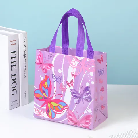 Bolsa de Regalo de Tejido No Tejido con Mariposa Moda Minimalista Bolsa de Embalaje de Regalo Bolsa de Tote de Ropa Vacaciones Cumpleaños Almacenamiento