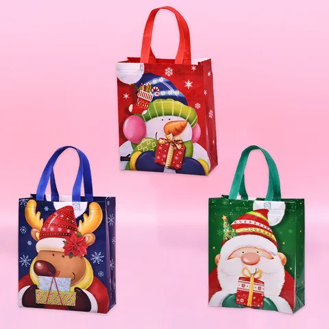 Bolsas de Regalo de Navidad Bolsas de Plástico PP Impermeables Con Papá Noel Muñeco de Nieve Alce Para Fiestas Embalaje