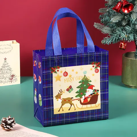 Sacs Cadeaux de Noël Sacs Cabas Imperméables en Tissu Non Tissé Stratifié Sacs d'Emballage de Fête