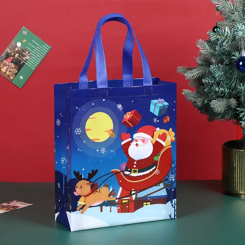 Bolsas de Regalo de Navidad No Tejido PP Cartoon Papá Noel Muñeco de Nieve Embalaje Bolsa Tote