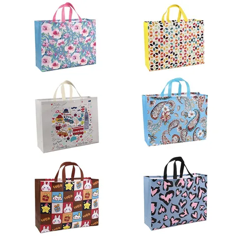 Fashion Waterproof Non-Woven Shopping Tote Bag Leopard Camouflage Floral Cartoon Reusable Grocery Gift Packaging Bag