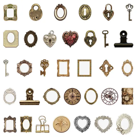 Vintage Hollow Photo Frame PET Stickers Retro Scrapbooking DIY Decorative Material For Journaling Guitar Polaroid Craft Art