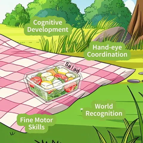 Kids Jelly Sticker Book Reusable TPE Quiet Book Spring Picnic Scene Learning Educational Toy With Accessories