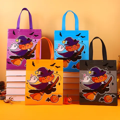 Halloween Non Woven Tote Bag Pumpkin Ghost Cat Cartoon Candy Gift Bag Waterproof Shopping Bag For Party
