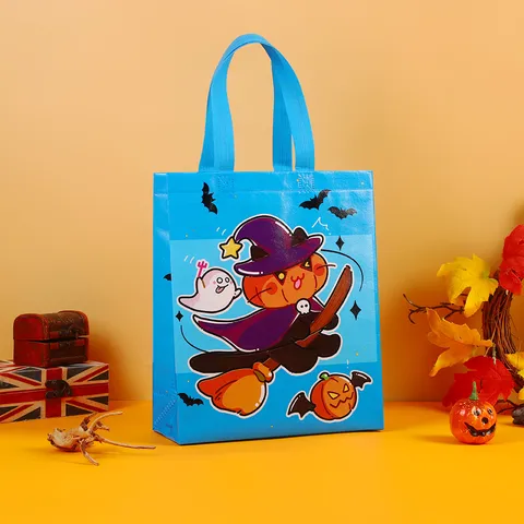 Halloween Non Woven Tote Bag Pumpkin Ghost Cat Cartoon Candy Gift Bag Waterproof Shopping Bag For Party