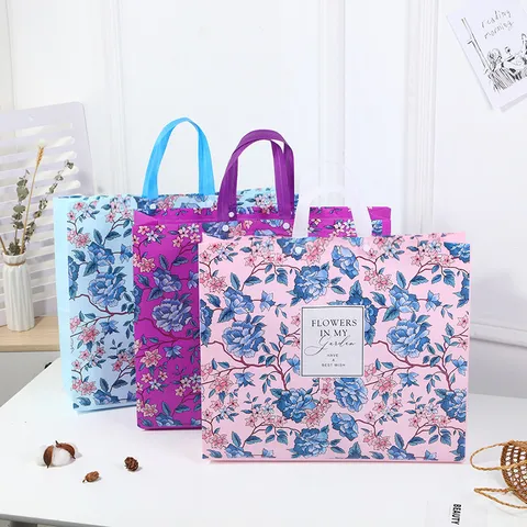Large Waterproof Non-Woven Laminated Storage Bag Floral Portable Tote Bag For Bedding Quilt Clothing Gift Packaging