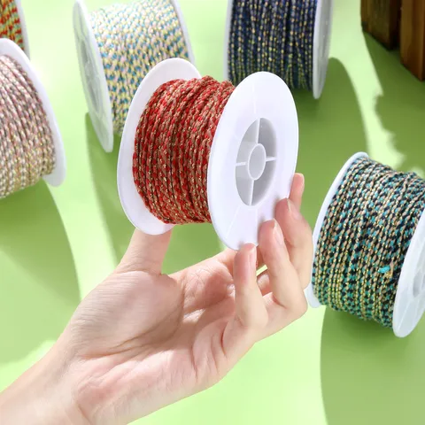 Colorful Braided Cotton Cord With Gold Wire DIY Bracelet Weaving Rope And Tassels Cord Craft Making Supply