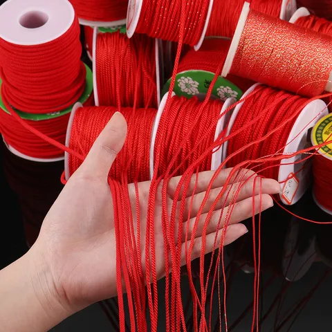 Cordoncino Rosso Tessuto a Mano Linea Milan Filo Avvolto in Seta Dorata Accessori per Creazione Gioielli