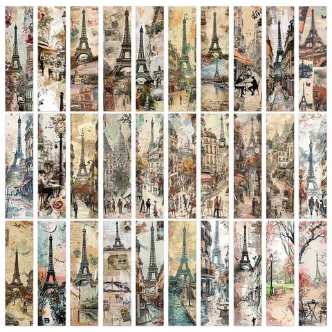 Retro Romantic Paris Theme Paper Bookmarks Vintage Watercolor Eiffel Tower Page Markers For Reading Stationery Gift