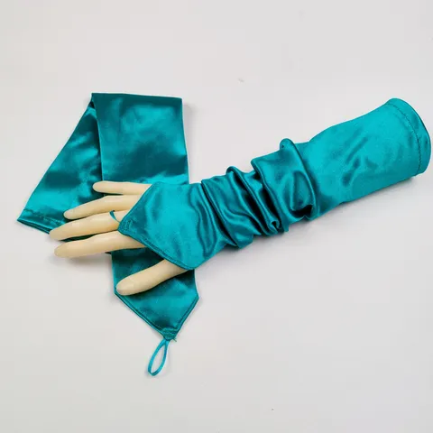 Women Long Satin Gloves Fingerless Opera Gloves Evening Party Wedding Stage Performance Solid Color Stretch Gloves