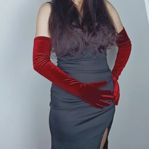 Women Vintage Velvet Long Gloves Elegant Evening Party Winter Warm Stretch Gloves