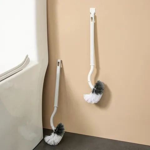 Wall Mounted Toilet Brush Plastic Long Handle Cleaning Brush with Soft Bristles for Bathroom Household Cleaning Tool