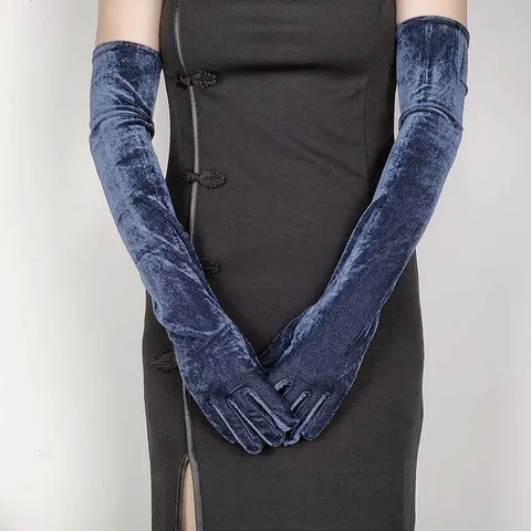 Audrey Hepburn Style Retro Velvet Gloves Long Velvet Prom Party Evening Dress Gloves For Women Fashion Handwear