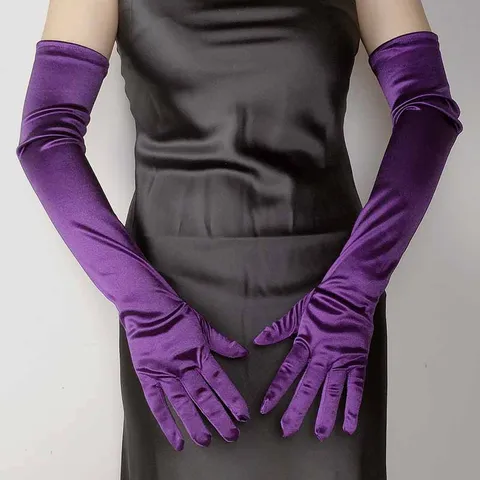 Guanti Lunghi in Raso Elasticizzato da Donna Eleganti Guanti Tinta Unita Lunghezza Opera per Festa Sera Matrimonio Ballo Cosplay