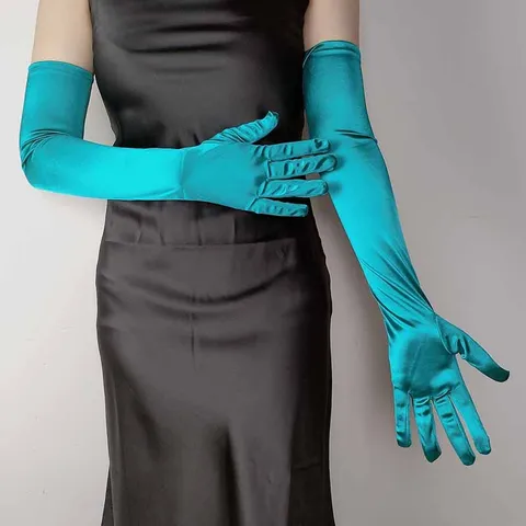 Women's Retro Long Satin Gloves Opera Length Stretch Spandex Gloves For Wedding Evening Prom Party Accessories