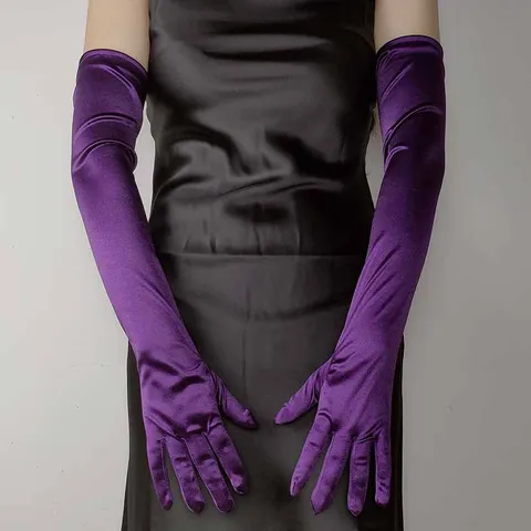Guanti Lunghi in Raso Elasticizzato da Donna Eleganti Guanti Tinta Unita Lunghezza Opera per Festa Sera Matrimonio Ballo Cosplay