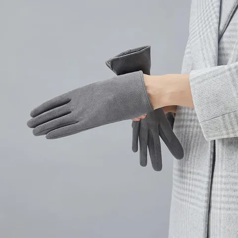 Γυναικεία Ζεστά Γάντια Χειμώνα με Φόδρα Fleece Παχύ Σουέτ Γάντια Αφής Αντιανεμικά Γάντια Ποδηλασίας