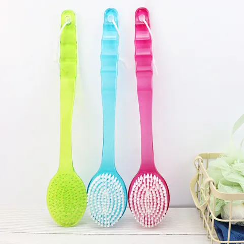 Long Handle Bath Brush Plastic Exfoliating Scrubbing Brush With Hanging Hole Body Cleaning Tool For Bathroom Home Use
