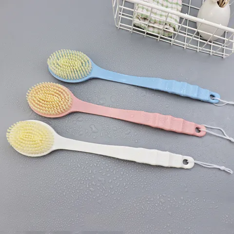Long Handle Bath Brush Plastic Exfoliating Scrubbing Brush With Hanging Hole Body Cleaning Tool For Bathroom Home Use