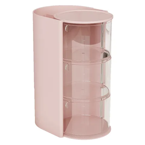 Desktop Cosmetic Storage Box Plastic Rotating Multi-Layer Makeup Organizer With Drawer For Vanity Bathroom Dresser