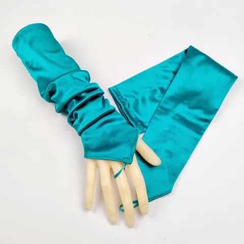 Women Long Satin Gloves Fingerless Opera Gloves Evening Party Wedding Stage Performance Solid Color Stretch Gloves