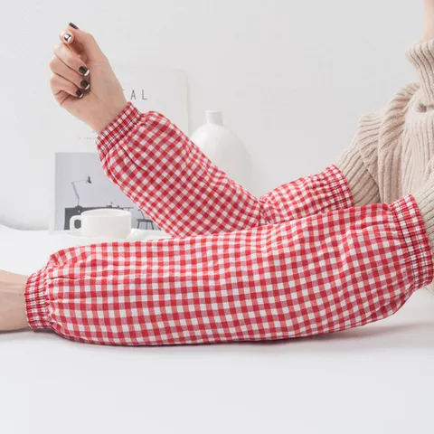 Thickened Cotton Plaid Oversleeves Waterproof Anti-Stain Arm Sleeves For Household Cleaning Cooking Home Work Women Men