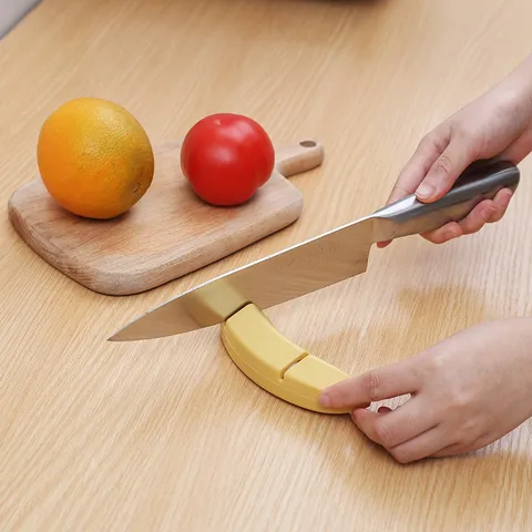 Creative Banana Knife Sharpener ABS White Corundum Two Stage Quick Sharpening Tool Modern Minimalist Kitchen Gadget
