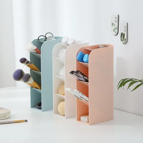 Japanese Style Desktop Plastic Storage Box Multi Compartment Pen Organizer Office Stationery Storage Container
