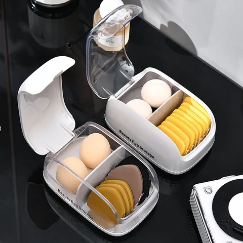 Clear Makeup Sponge Holder Dustproof Cosmetic Puff Storage Box Portable Makeup Organizer With Lid Desktop Sundries Container