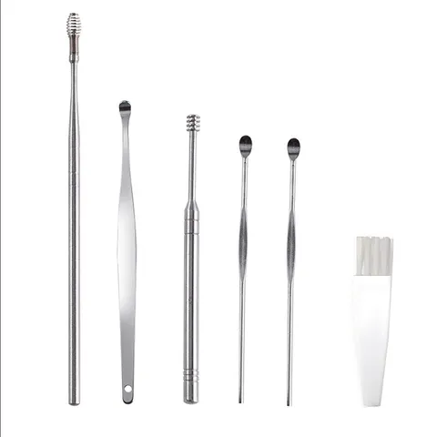 Portable Stainless Steel Ear Pick Tool Kit Spiral Spring Ear Wax Removal Accessories Professional Ear Care Collection