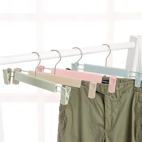 Multifunctional Plastic Pants Clips Clothes Hangers Adjustable Laundry Clips For Underwear Pants Skirts Home Closet Storage