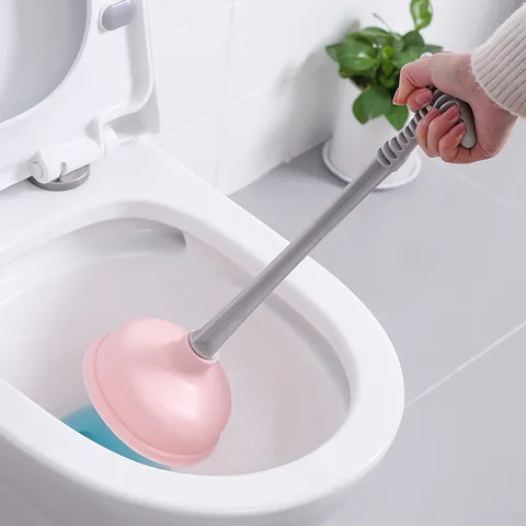 Heavy Duty Toilet Plunger With Long Handle And Powerful Rubber Suction Cup For Bathroom Toilet And Sink Unclogging