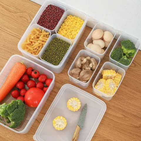 Kitchen Storage Container Plastic Sealed Food Storage Box Large Capacity Refrigerator Fruit Vegetable Crisper