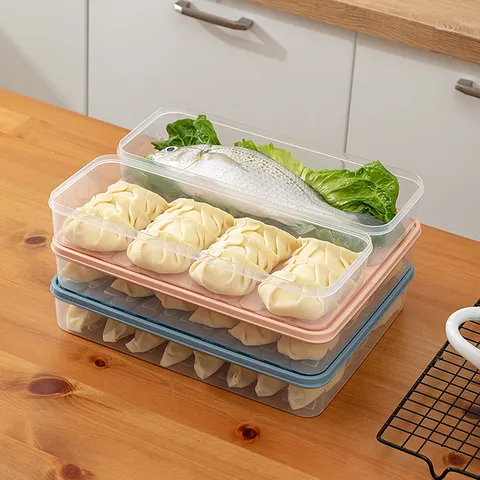 Household Square Plastic Food Storage Container Refrigerator Fresh Keeping Box With Lid Kitchen Sealed Dumpling Box