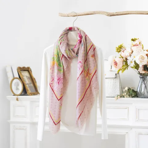 Sciarpa Quadrata da Donna Moda Effetto Cashmire Stampato Floreale Scialle Protezione Solare