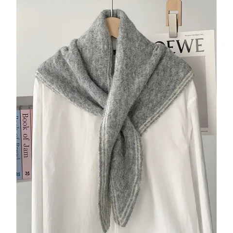 Donne Inverno Caldo Cashmir Imitazione Sciarpa Triangolare Moda Tinta Unita Lavorato a Maglia Scialle Versatile Quotidiano Collo