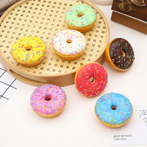 Simulation PU Sprinkle Doughnut Model Fake Food Toy Props Colorful Doughnut Fridge Magnets For Home Kitchen Photography Decoration
