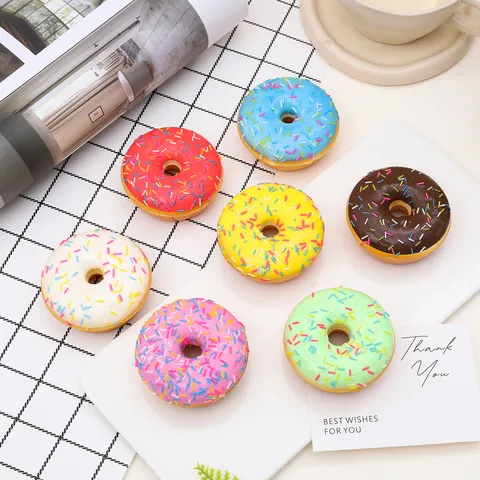 Simulation PU Sprinkle Doughnut Model Fake Food Toy Props Colorful Doughnut Fridge Magnets For Home Kitchen Photography Decoration