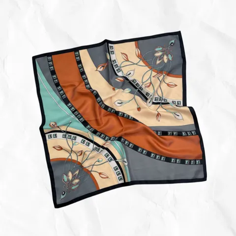 Foulard Quadrato Stampato Sottile Estivo da Donna Fascia per Capelli Decorativa Versatile Foulard in Poliestere alla Moda