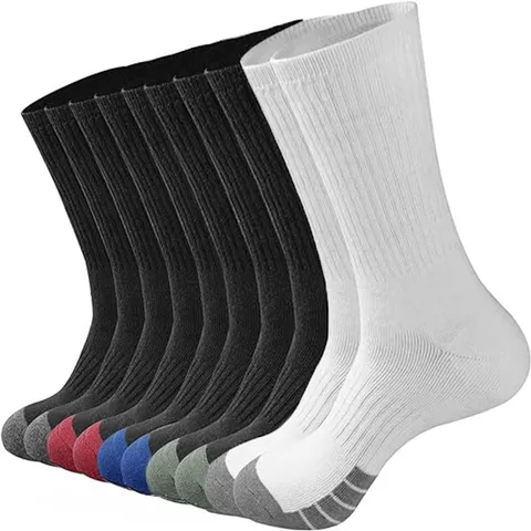 Men's Athletic Crew Socks Cotton-Polyester Blend Sports Socks Plus Size Comfortable Training Socks For Outdoor