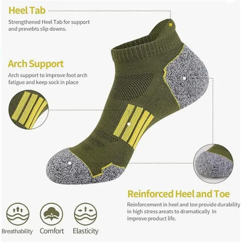 Men's Athletic Sports Socks Breathable Mesh Low Cut Running Polyester Contrast Color Fitness Casual Footwear