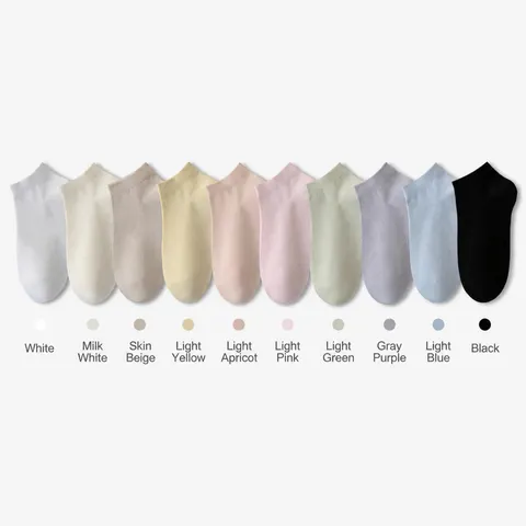 Women's Summer Thin Breathable Short Socks Solid Color Low Cut Boat Socks Casual Macaron Cotton Blend Hosiery