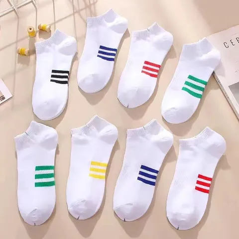 Men Summer Thin Cotton Short Socks Breathable Casual Striped Athletic Boat Socks
