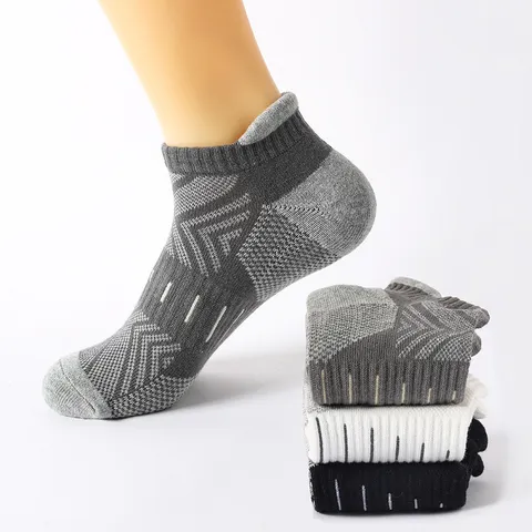 Men's Sports Running Socks Breathable Mesh Athletic Basketball Marathon Short Socks Moisture Wicking Polyester Socks